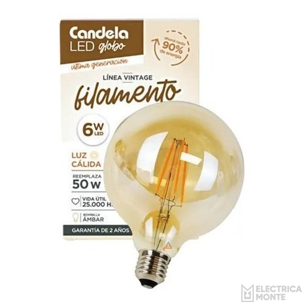 Led Deco Filamento Globo 6w Candela