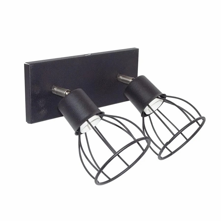 Spot Malta 2 Luces Negro Texturado