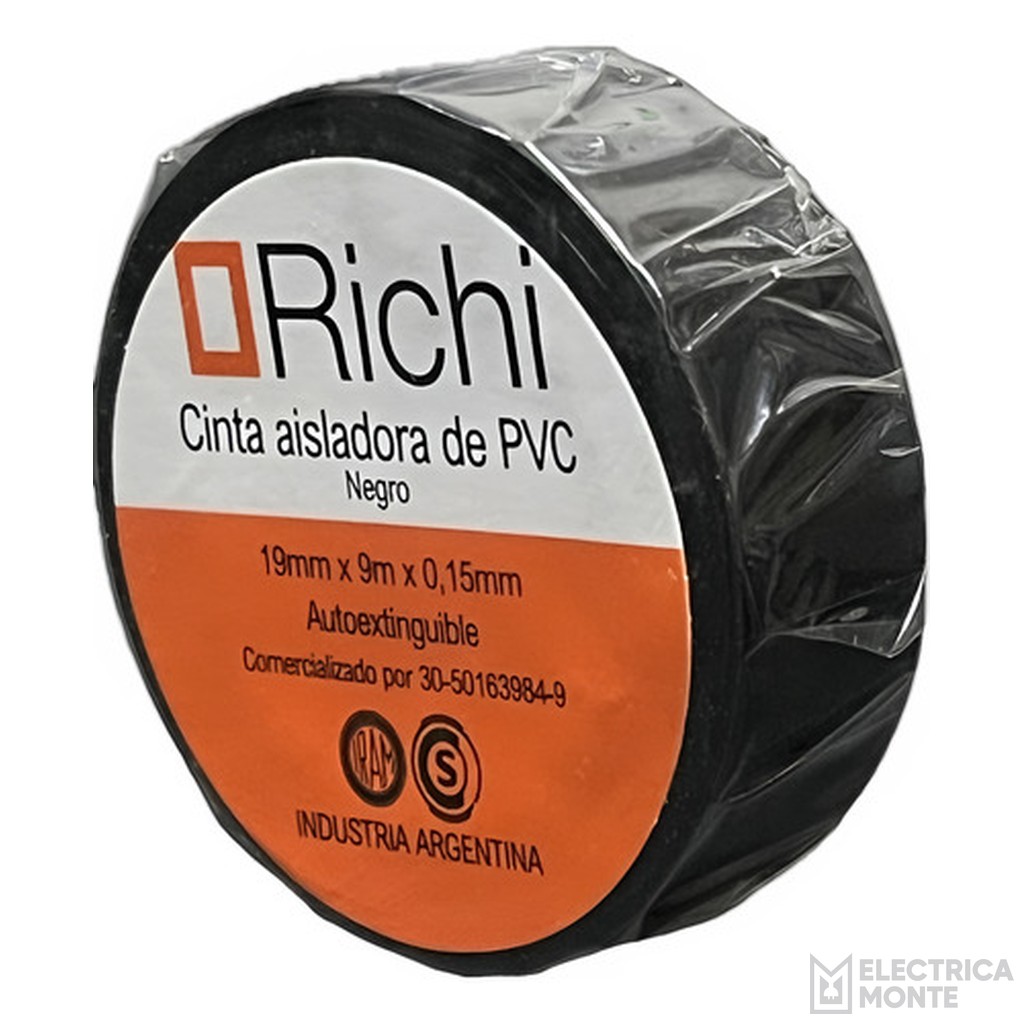 Cinta Aisladora PVC Negra x9 mts Richi