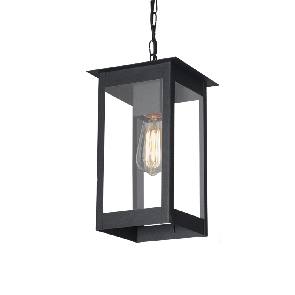 Farol Apolo Rectangular Colgante Vidrio Transparente E27 Chapa