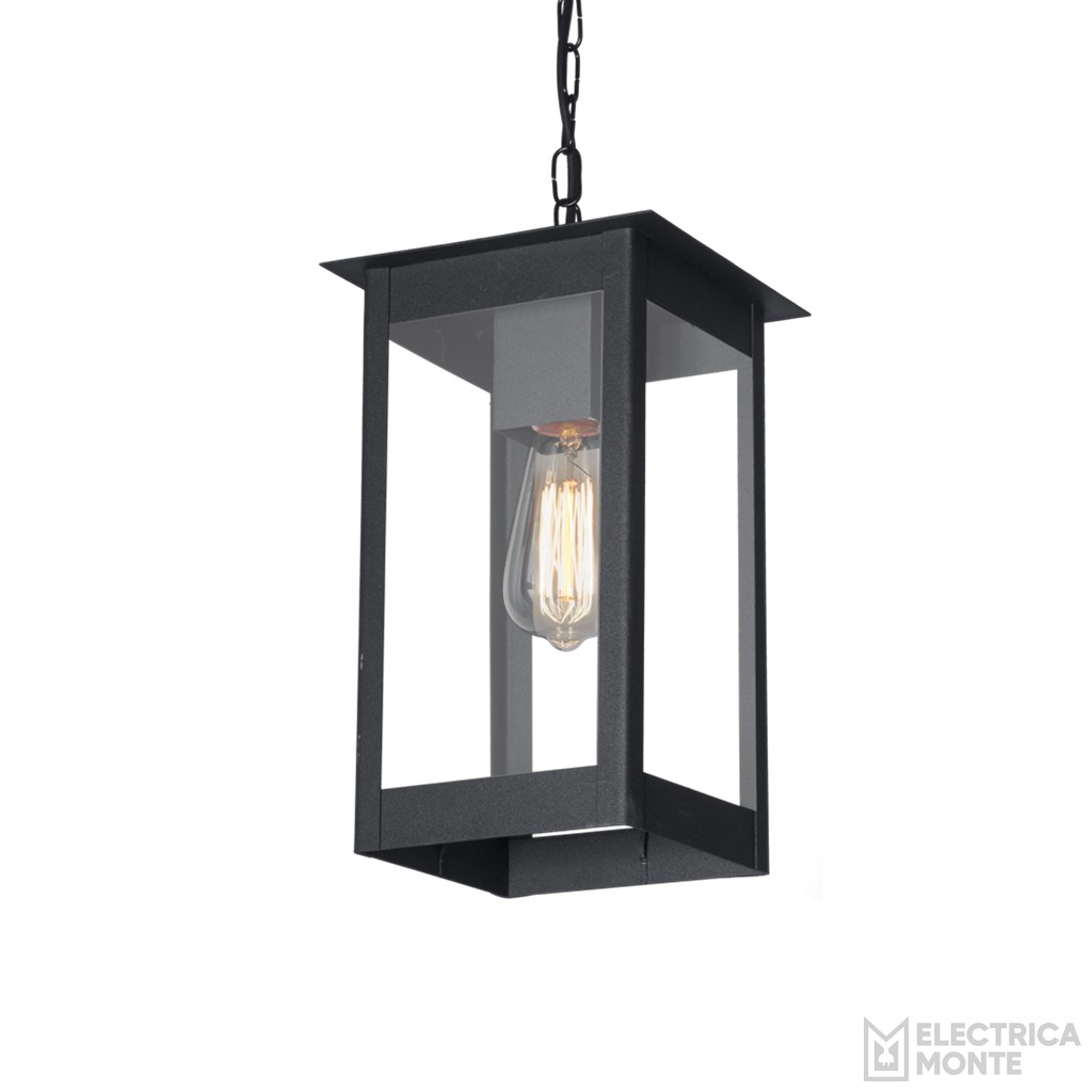 Farol Apolo Rectangular Colgante Vidrio Transparente E27 Chapa