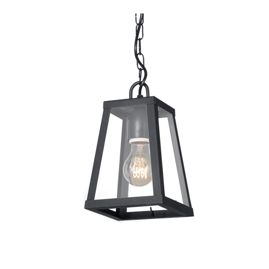 Farol Zeus III Minimalista Colgante Vidrio Transparente Zocalo E27 Chapa