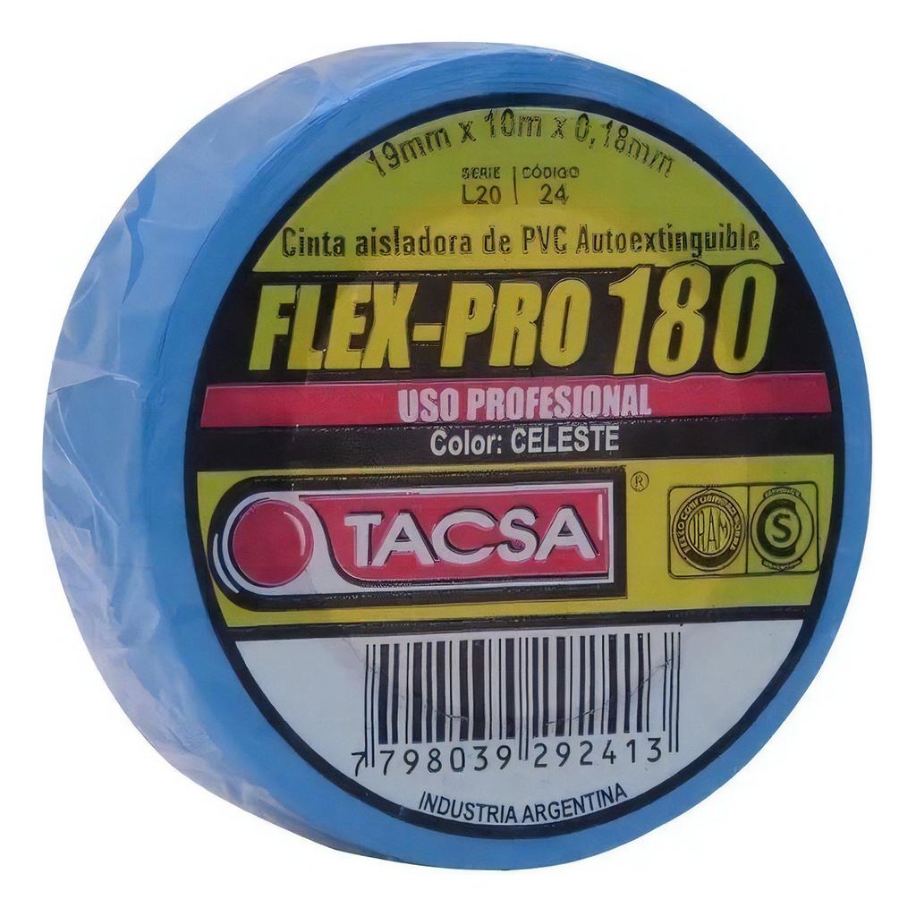Cinta Aisladora PVC 10mt x 0.18mm Celeste TACSA