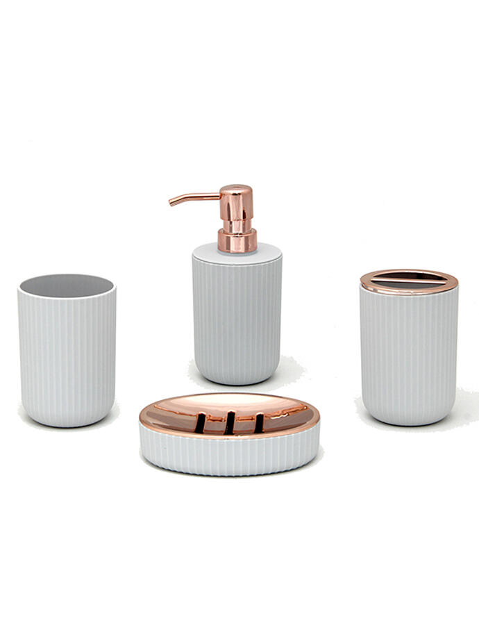 Set de Baño Metalizado Blanco