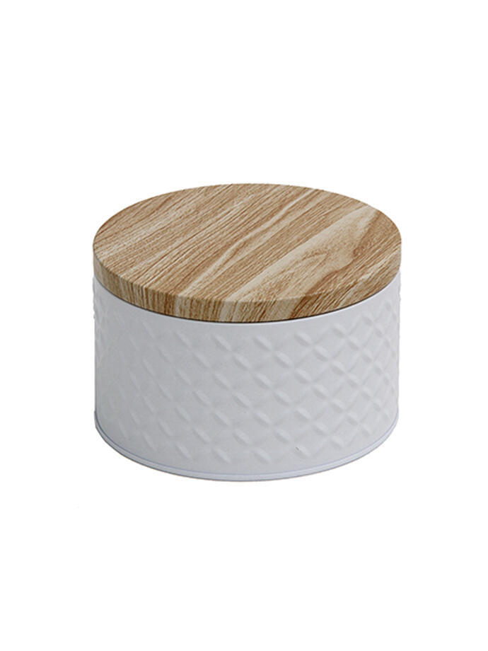 Lata Organizadora con Tapa de Madera Blanco