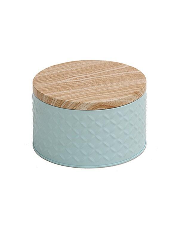 Lata Organizadora con Tapa de Madera Celeste