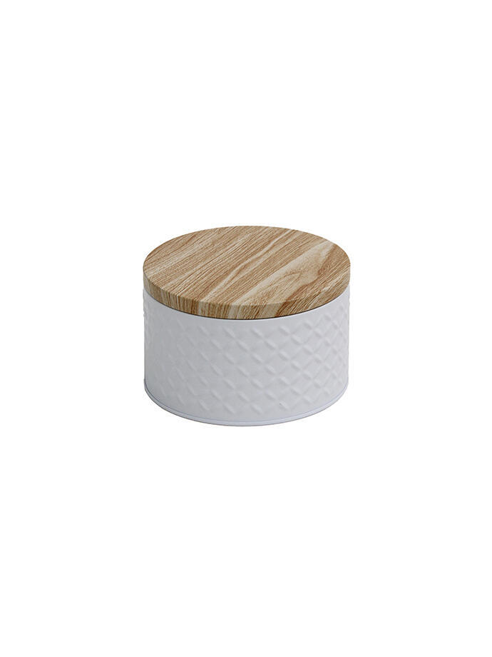 Lata Organizadora con Tapa de Madera Blanco