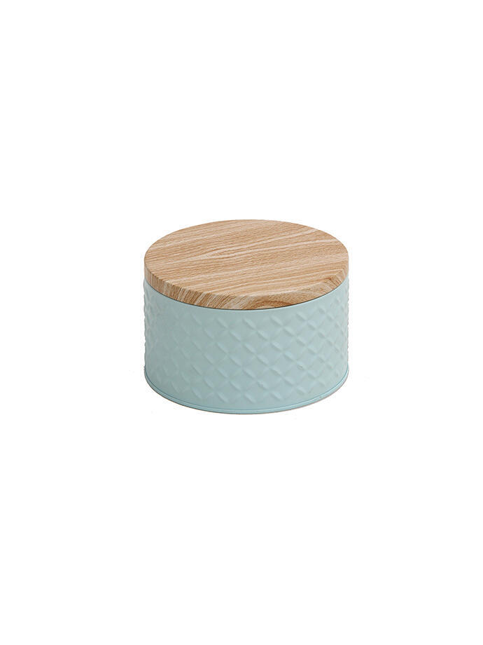 Lata Organizadora con Tapa de Madera Celeste