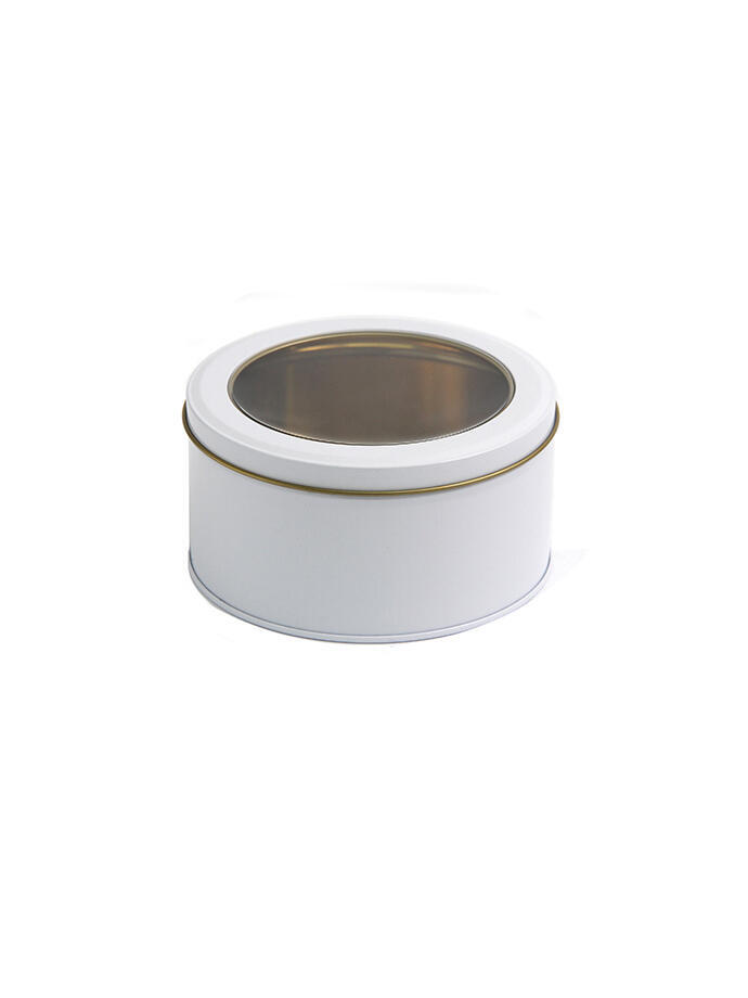 Lata Organizadora Circular con Tapa Transparente Blanco