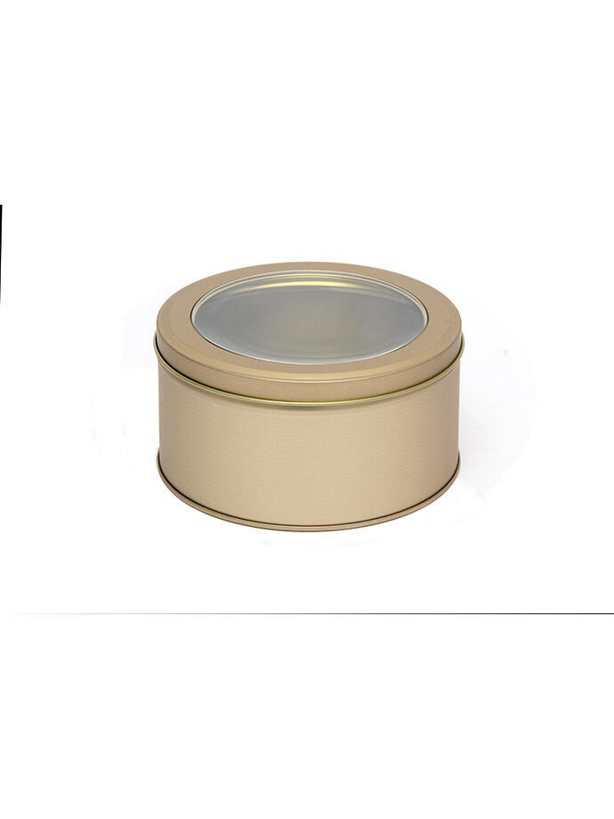 Lata Organizadora Circular con Tapa Transparente Dorado