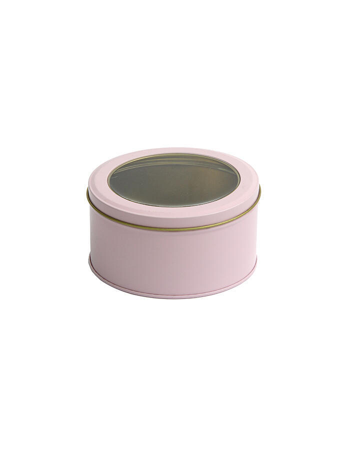 Lata Organizadora Circular con Tapa Transparente Rosa Claro