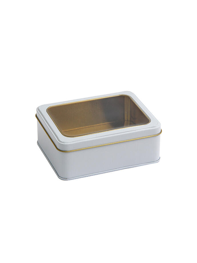 Lata Organizadora Rectangular con Tapa Transparente Blanco