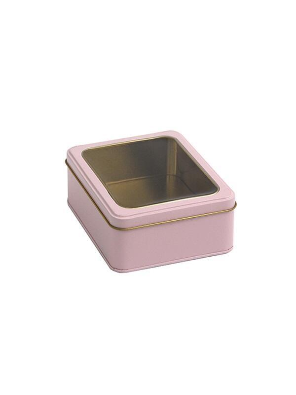 Lata Organizadora Rectangular con Tapa Transparente Rosa