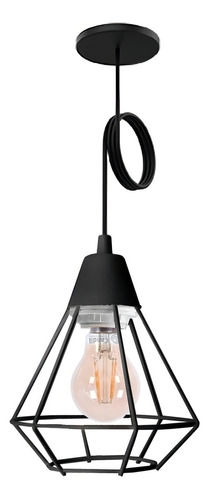 [C-1003-NT] Colgante "JAULA DIAMANTE" con tacita plástica Negro