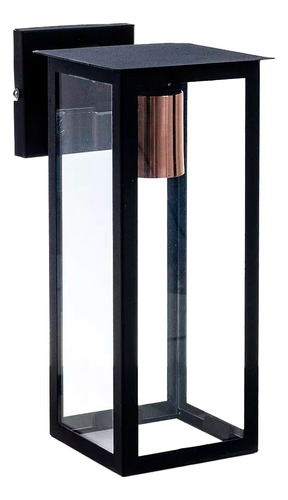 [F-150-NT] Farol "NOVARA" con mensula y vidrio transparente 31 cm Negro