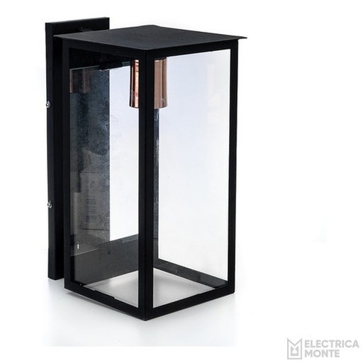 [F-151-NT] Farol "NOVARA" con mensula y vidrio transparente 37 cm Negro