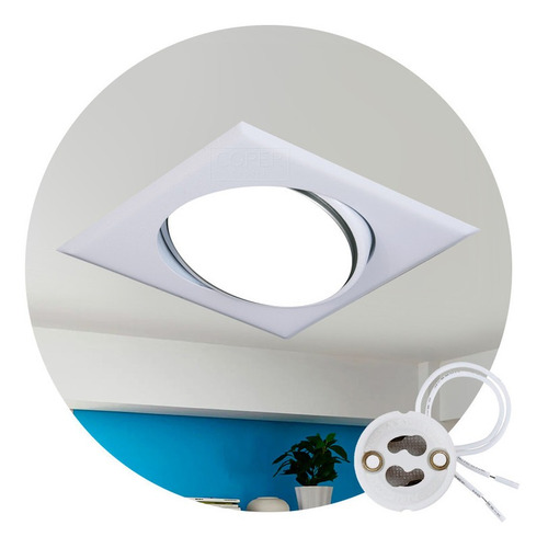 [SE-118-BLA] Spot de embutir cuadrado de pvc p/lampara AR-111 Blanco
