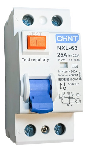 [036NL1-632P25A] Disyuntor 2X25 Amp 30Ma 6Ka Chint