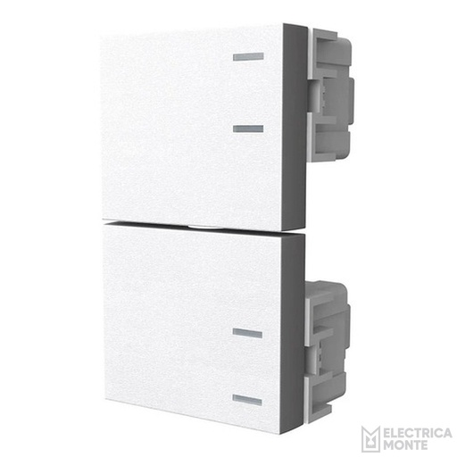 [60451] 2 Interruptores Unipolares 220Vca - 10A (½ Teclón) Platinum Blanco Jeluz