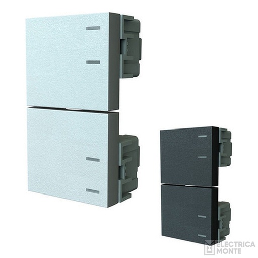 [80451] 2 Interruptores Unipolares 220Vca - 10A (½ Teclón) Platinum Negro Jeluz