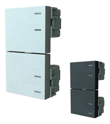 [80451] 2 Interruptores Unipolares 220Vca - 10A (½ Teclón) Platinum Negro Jeluz