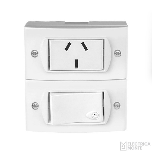 1 Interruptor Unipolar 220Vca - 10A y 1 Tomacorriente Bipolar Jeluz