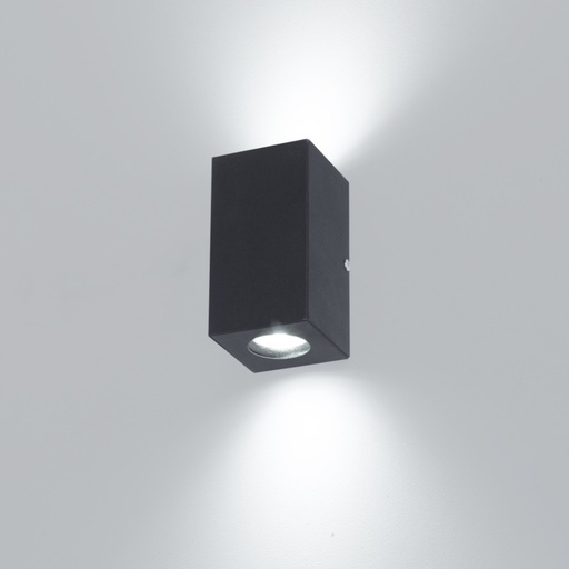 [2223] Aplique Rectangular Bidireccional 2 Dicroicas Gu10 Negro