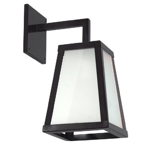 [802 S] Farol Zeus II Chico Interior/Exterior Vidrio Satinado E27 Chapa