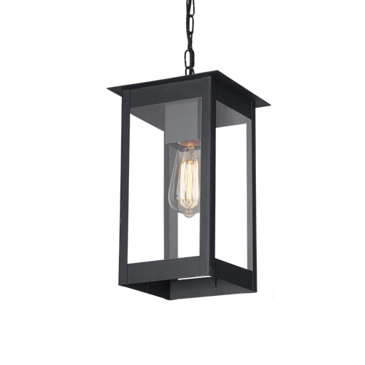 [804 T] Farol Apolo Rectangular Colgante Vidrio Transparente E27 Chapa