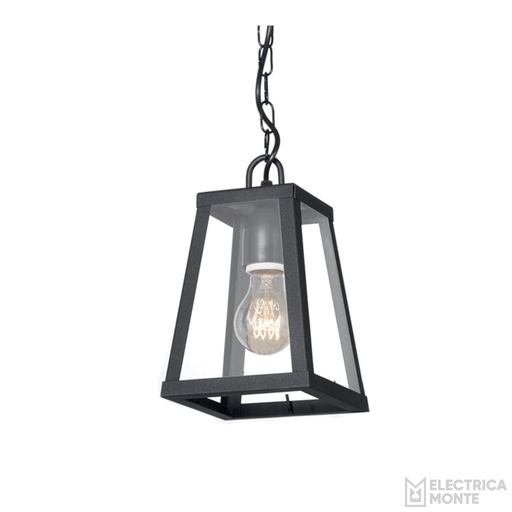 [805 T] Farol Zeus III Minimalista Colgante Vidrio Transparente Zocalo E27 Chapa