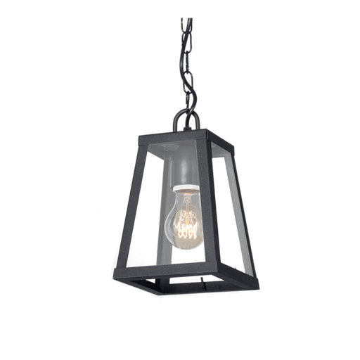 [805 T] Farol Zeus III Minimalista Colgante Vidrio Transparente Zocalo E27 Chapa