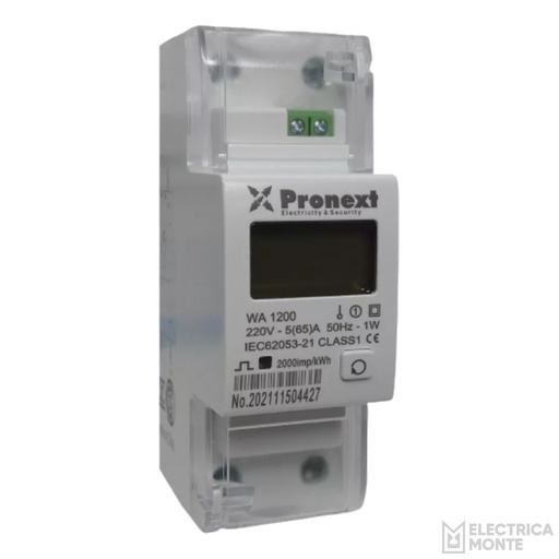 [WA1200] Medidor De Consumo Con Reset Para Riel Din Digital 220v Pronext