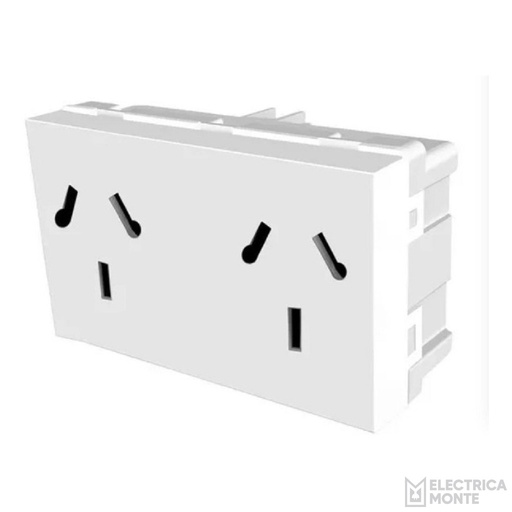 [60027] Tomacorriente Doble Bipolar 125/250Vca - 15/10A Platinum Blanco Jeluz