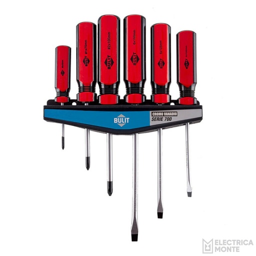 [DES 7 ST 6 ] Set 6 Destornilladores Serie 700 Cromo Vanadio Bulit