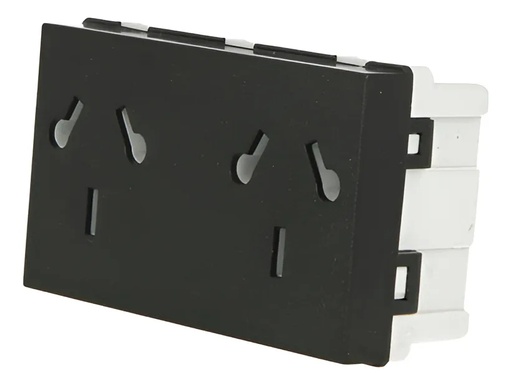[80027] Tomacorriente Doble Bipolar 125/250Vca - 15/10A Platinum Negro Jeluz