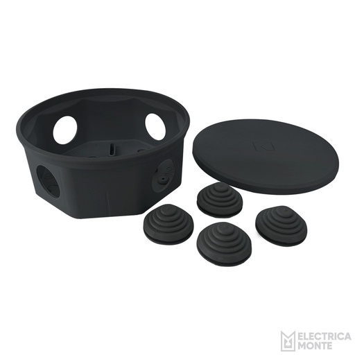 Caja Octogonal Redonda Negra con Tetón Kalop