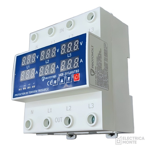 [VCF-301] Protector de Tensión Trifásico para Riel DIN Protovolt