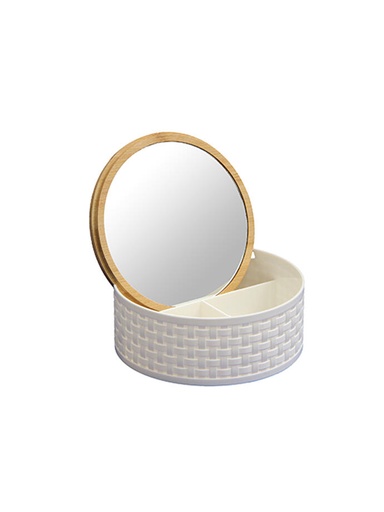 [EP16500B] Organizador Make Up Circular con Espejo Blanco