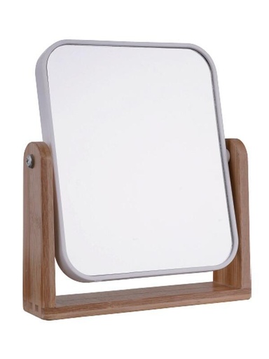 [EP16937B] Espejo Make Up Cuadrado con pie de Madera Blanco