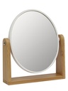 Espejo Make Up Circular con Pie de Madera Blanco
