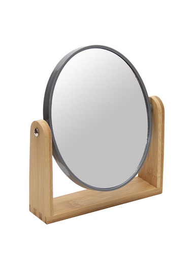 [EP16939G] Espejo Make Up Circular con Pie de Madera Gris