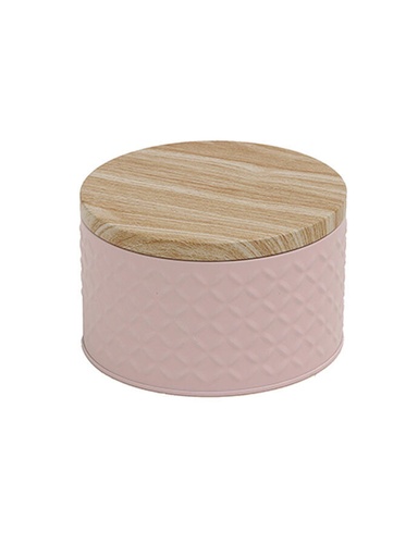 [LT3022R] Lata Organizadora con Tapa de Madera Rosa