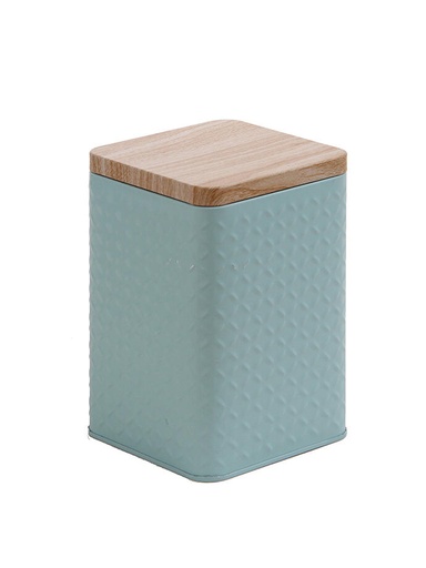 [LT3026C] Lata Organizadora Rectangular con Tapa de Madera Celeste
