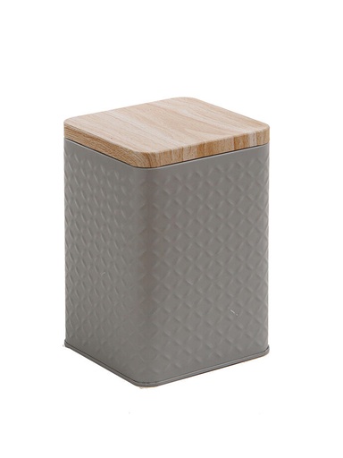 [LT3026G] Lata Organizadora Rectangular con Tapa de Madera Gris