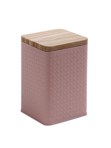 [LT3026R] Lata Organizadora Rectangular con Tapa de Madera Rosa