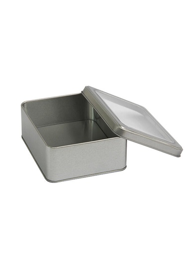 [LT3210P] Lata Organizadora Rectangular con Tapa Transparente Plata