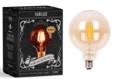 [163078] Lampara Deco Globo 95mm 8W E27 dorada 2200K Yarlux